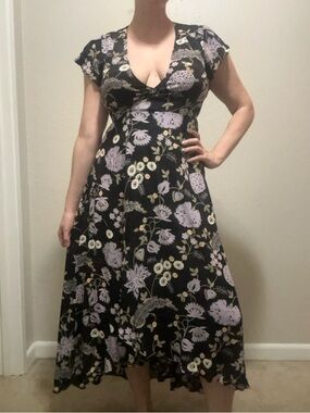 NWT Christy Dawn Autumn Wrap Dress Fig Blossom Floral Cottagecore Slow Fashion